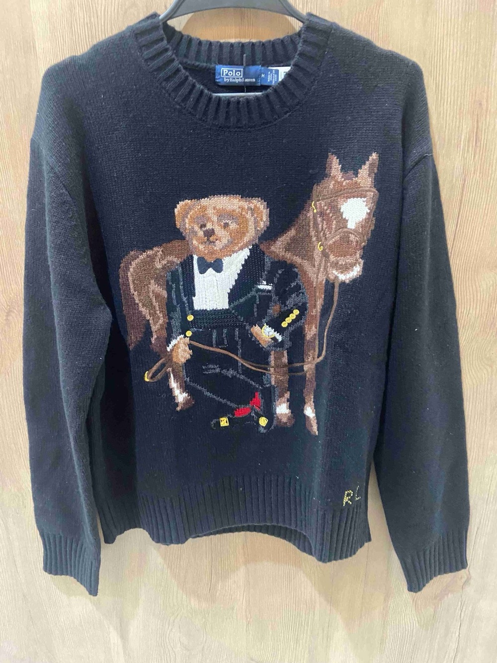 Polo Ralph Lauren Black Polo Bear Horse Crewneck Sweater